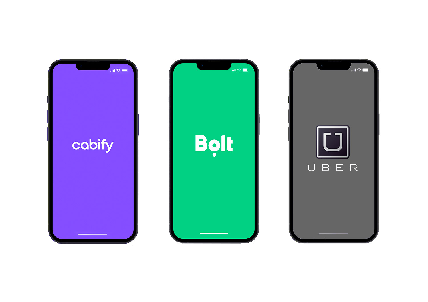 Uber, Bolt, Cabify taxi