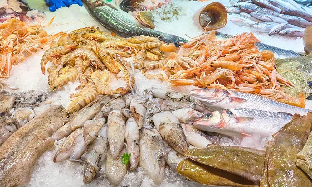 Marbella fish market, fish and seafood