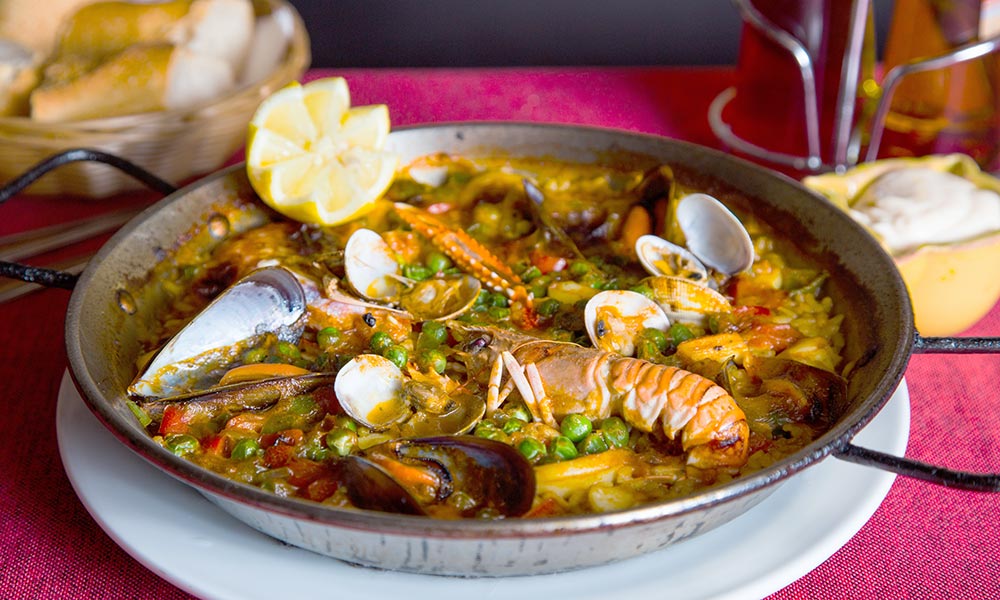 Dining paella in Formentera