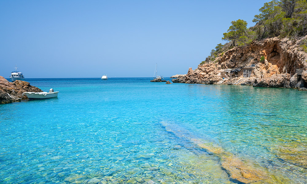 Cala Xuclar of Ibiza in Sant Joan Balearics 