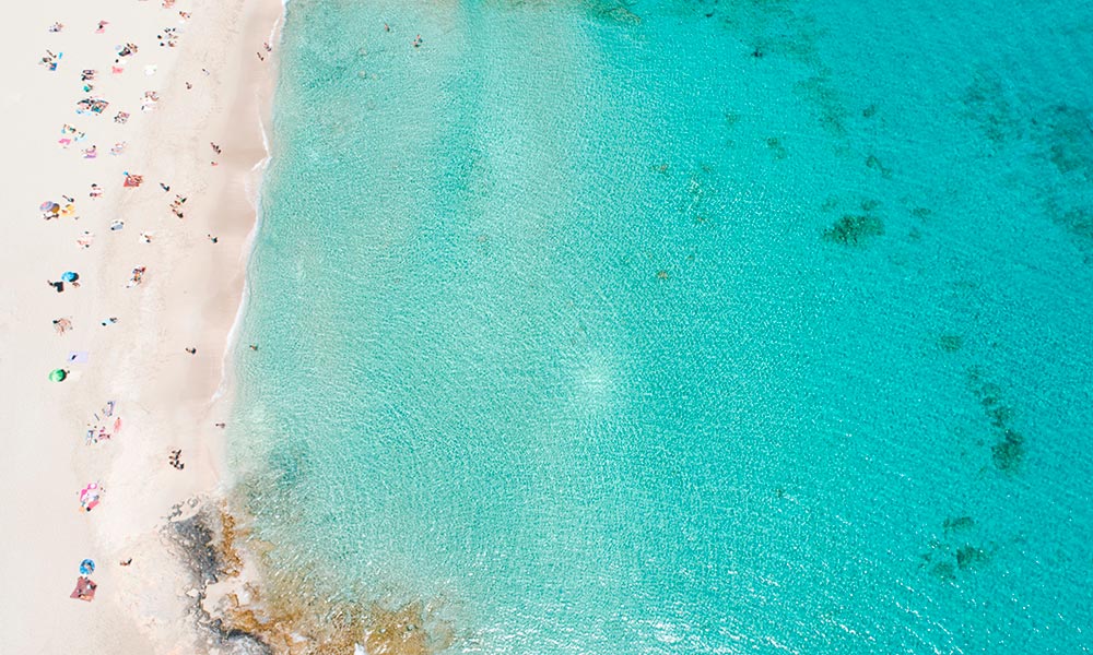 Formentera, vista aerea playa