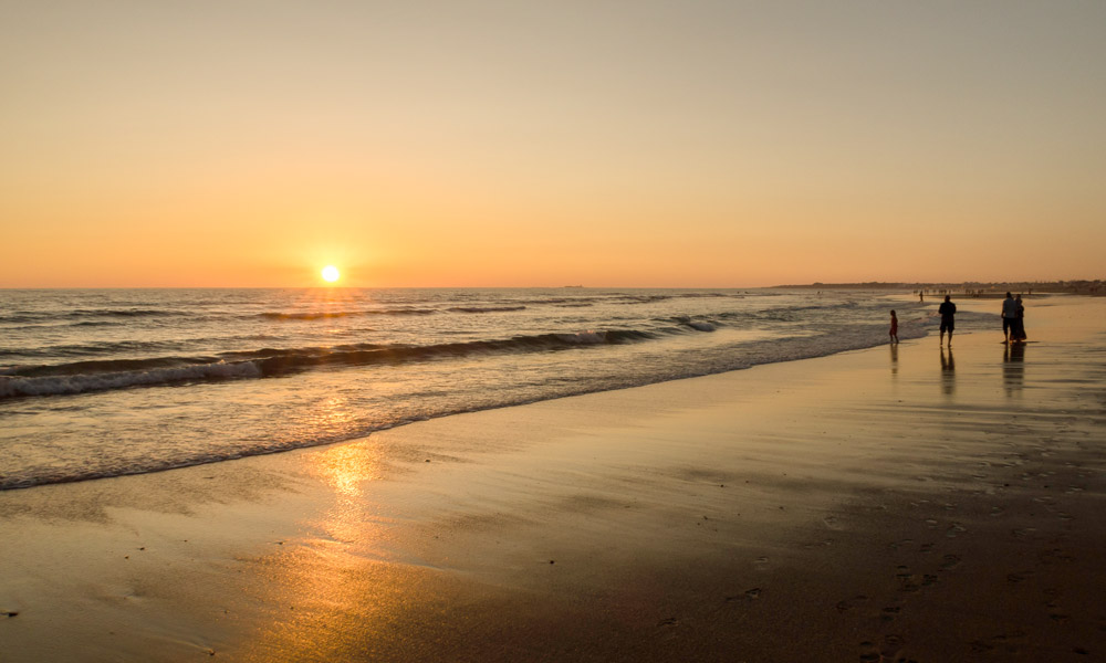 Playa de la Barrosa atardecer
