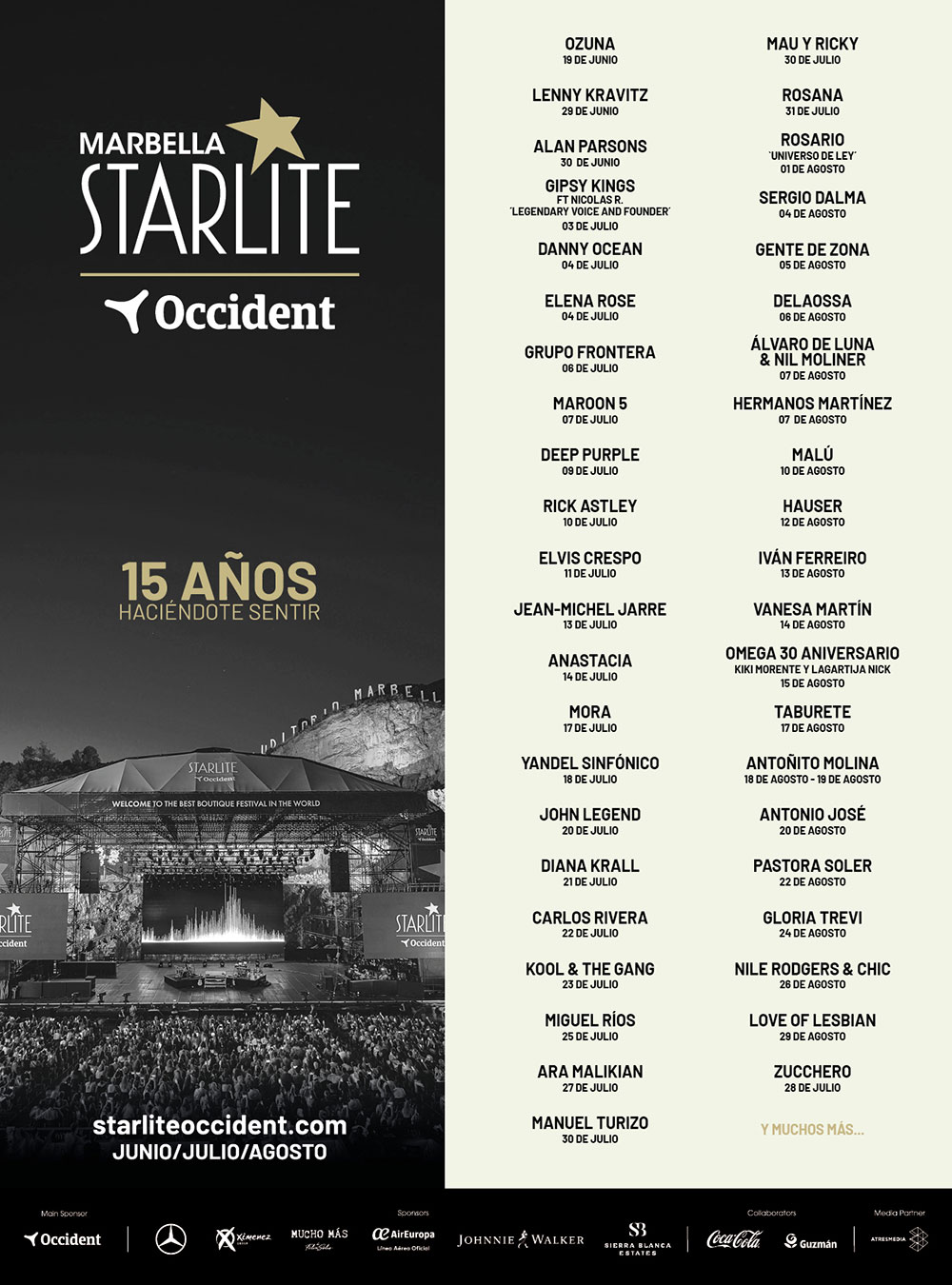 Programa Conciertos Starlite Marbella 2026